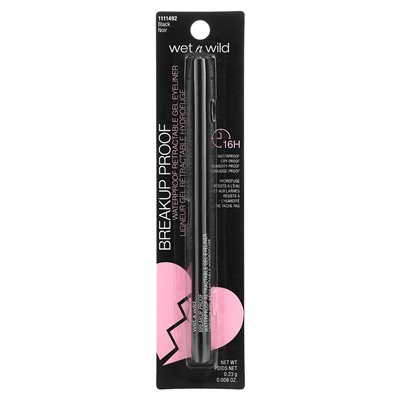 Wet n Wild, odporność na rozpad, wodoodporne chowane eyeliner żelowe, 1111492 czarny, 0,008 uncji (0,23 g)