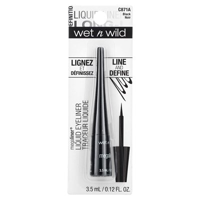 Wet n Wild, Megaliner, flüssiger Eyeliner, C871a Schwarz, 0,12 Fl Oz (3,5 ml)