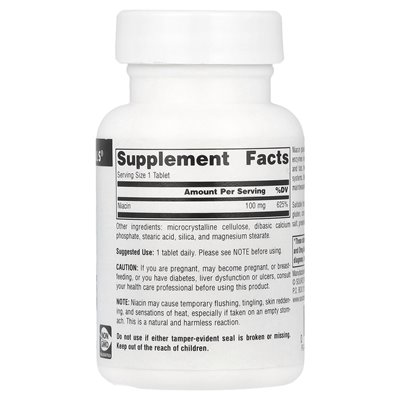 Źródło Naturals, niacyna, 100 mg, 100 tabletek