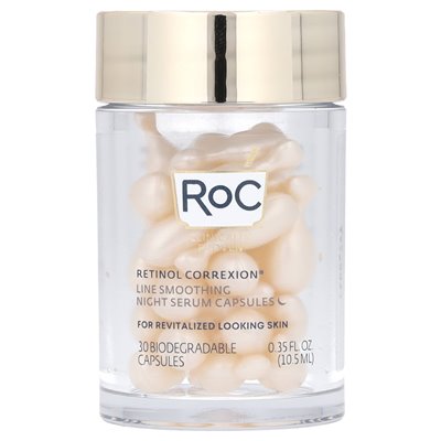ROC, Retinol Correxion, Smoothing Line Night Serum Capsules, 30 biologisch abbaubare Kapseln, 10,5 ml (0,35 fl. oz.)