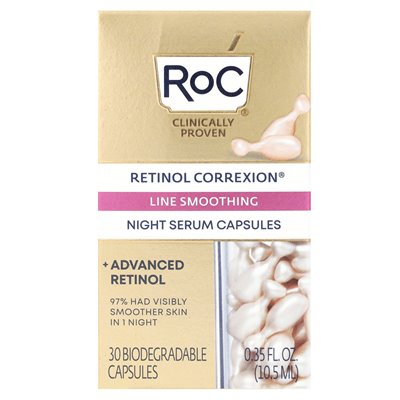 ROC, Retinol Correxion, Smoothing Line Night Serum Capsules, 30 biologisch abbaubare Kapseln, 10,5 ml (0,35 fl. oz.)