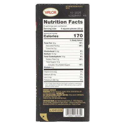 Valor, intensive dunkle Schokolade, 70 % Kakao, 3,5 oz (100 g)