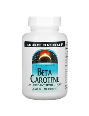 Source Naturals, Beta Karoten, 25,000 IU, 250 Softgeli Source Naturals, Beta Karoten, 25,000 IU, 250 Softgeli