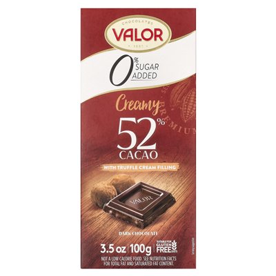 Roller, 0% added sugar, creamy dark chocolate with truffle cream filling, 52% cocoa, 3.5 oz (100 g)