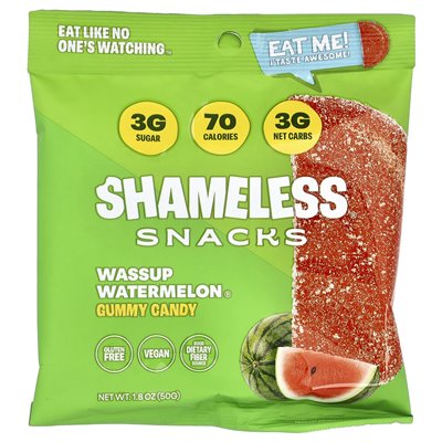 Bezwstydne przekąski, Wassup Watermelon®, gumowate cukierki, 6 toreb, 1,8 uncji (50 g) każdy