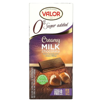 Walek, 0% added sugar, creamy milk chocolate with hazelnuts, 3.5 oz (100 g)