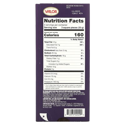 Walek, 0% added sugar, creamy milk chocolate with hazelnuts, 3.5 oz (100 g)