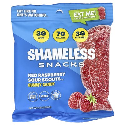 Shameless Snacks, Gummibonbons, Rote Himbeere, Pfadfinderinnen, 6 Beutel, je 1,8 oz (50 g)