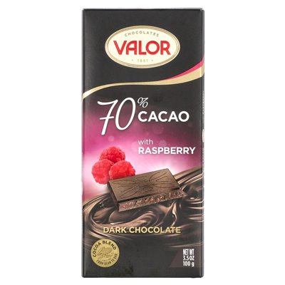 Valor, ciemna czekolada, 70% kakao z maliną, 3,5 uncji (100 g)