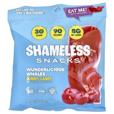 Shameless Snacks, Gummibonbons, Wunderlicious Whales, 6 Beutel, je 1,8 Unzen (50 g)