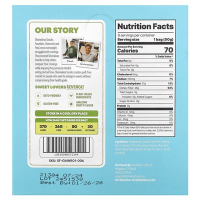 Shameless Snacks, Gummy Candies, Green Apple Blast®, 6 Bags, 1.8 oz (50 g) Each