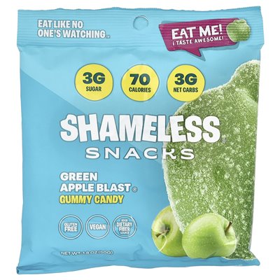 Shameless Snacks, Gummy Candies, Green Apple Blast®, 6 Bags, 1.8 oz (50 g) Each