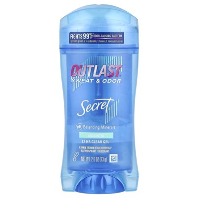 Secret, Przetrwać, Potu i Zapachu, Antyperspirant Dezodorant, Bezzapachowy, 2.6 oz (73 g)