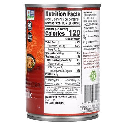 Thai Cuisine, Kokosmilch, ungesüßt, 13,66 Fl Oz (403 ml)