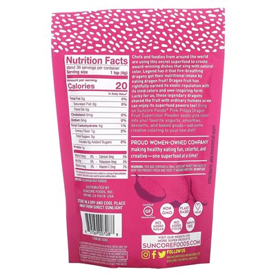 Suncore Foods, Pink Pitaya Supercolor-Pulver, Rote Drachenfrucht, 5 oz (142 g)
