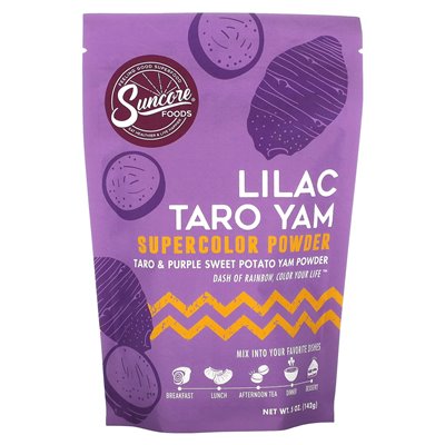 Suncore Foods, Lilac Taro Yam Supercolor Pulver, Taro & Lila Süßkartoffel-Yamswurzel, 5 oz (142 g)