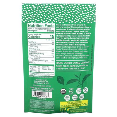 Suncore Foods, Premium Midori Jade Matcha, Super Color Powder, 3.5 oz (99 g)