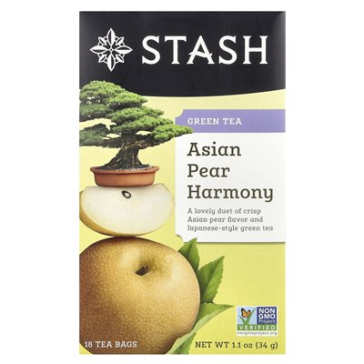 Tee, Grüner Tee, Asiatische Birne, 18 Teebeutel, 1,1 Unzen (34 G)