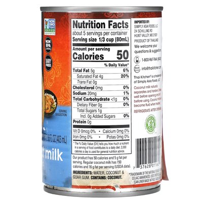 Thai Kitchen, Lite-Kokosnussmilch, ungesäuert, 13,66 Fl Oz (403 ml)