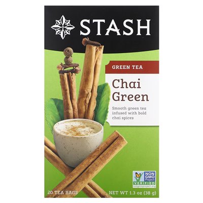 Tea, green tea, chai green, 20 tea bags, 1.3 oz (38 g)