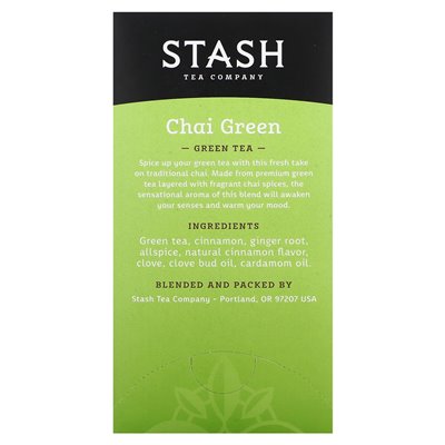 Tea, green tea, chai green, 20 tea bags, 1.3 oz (38 g)