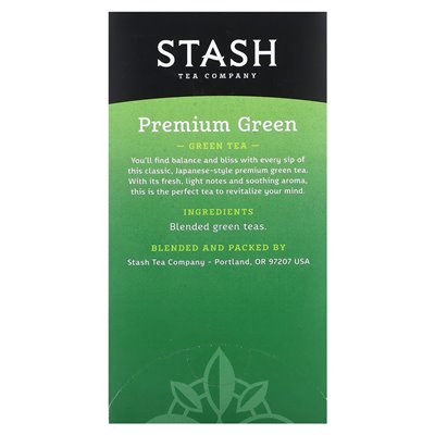 Tea, Green Tea, Premium Green, 20 Tea Bags, 1.4 Ounces (40 G)