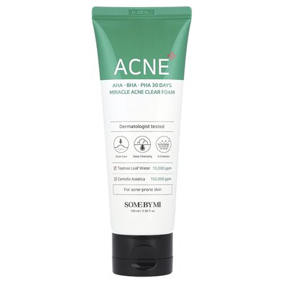 Einige von MI, AHA, BHA, PHA 30 TAGE CURLY ACNE CLEAR FOAM, 3,38 FL OZ (100 ml)