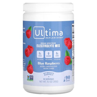 Ultima Replenisher, Electrolyte Mix, Blue Raspberry, 11.1 oz (315 g) Ultima Replenisher, Electrolyte Mix, Blue Raspberry, 11.1 oz (315 g)