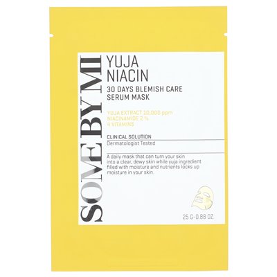 Niektóre autorstwa MI, Yuja Niacin, 30 -dniowa maska ​​kosmetyczna Serum Care Serum, 1 arkusz, 0,88 uncji (25 g)