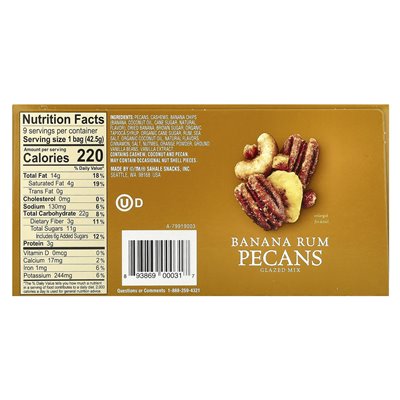 Sahale snacks, glazed mix, banana rum, 9 bags, 1.5 oz (42.5 g)