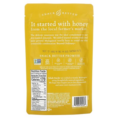 Sahale Snacks, Glazed Mix, Honey Migonds, 4 uncje (113 g) Sahale Snacks, Glazed Mix, Honey Migonds, 4 uncje (113 g)