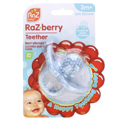 Razbaby, Raz-Bere Teether, 3 miesiące+, niebieski, 1 liczba