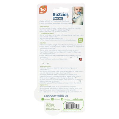 Razbaby, Razzies Pacifier Holder, 0m+, różowy/beżowy, 2 uchwyty