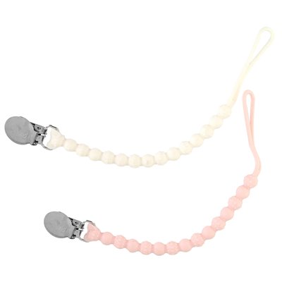 Razbaby, Razzies Pacifier Holder, 0m+, różowy/beżowy, 2 uchwyty