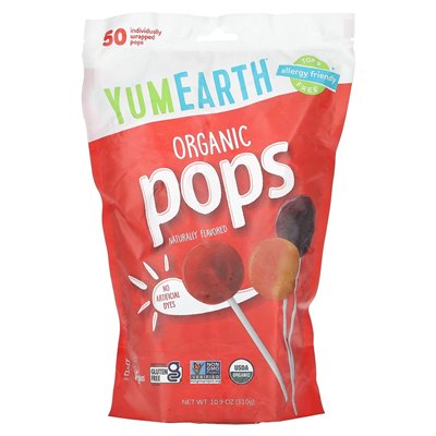 Yumearth, Organic Pops, Assorted Flavors, 50 Pops, 10.9 oz (310 g)