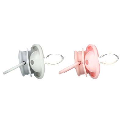 Razbaby, smoczkier Keep-it-Kleen, 0-36m, różowy i szary, 2 smoczki