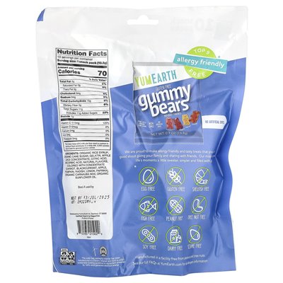 Yumearth, Glutenfreie Gummibärchen, Erdbeere, Kirsche, Mango, Pfirsich, 10 Snackpackungen, 0,7 oz (198 g)