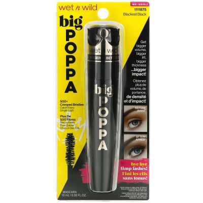 Wet N Wild, Big Poppa Mascara, 1111875 Schwärzestes Schwarz, 0,33 Fl Oz (10 ml)