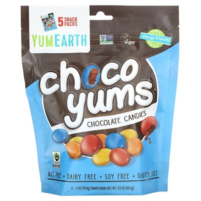 Yumearth, Choco Yums, czekoladowe cukierki, 5 opakowań z przekąskami, 0,7 uncji (19,8 g)