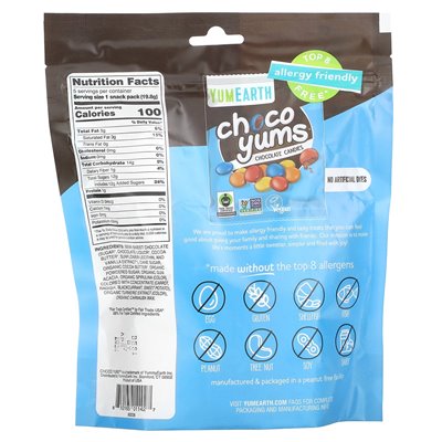 Yumearth, Choco Yums, czekoladowe cukierki, 5 opakowań z przekąskami, 0,7 uncji (19,8 g)