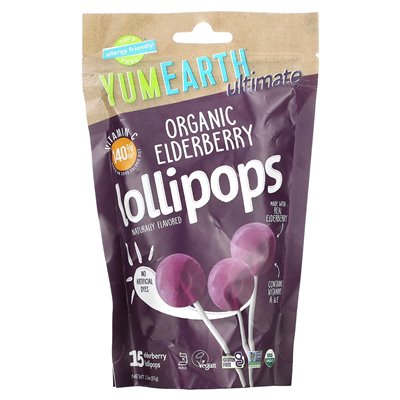 Yumearth, Ultimate, Organic Erom Bronberry Lollipops, 15 Lollipops, 3,3 uncji (93 g)
