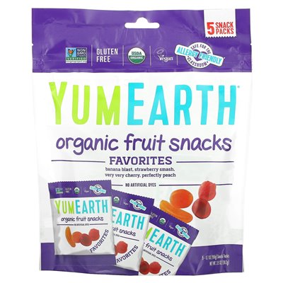 Yumearth, organiczne przekąski owocowe, ulubione, 5 opakowań, 0,7 uncji (19,8 g)
