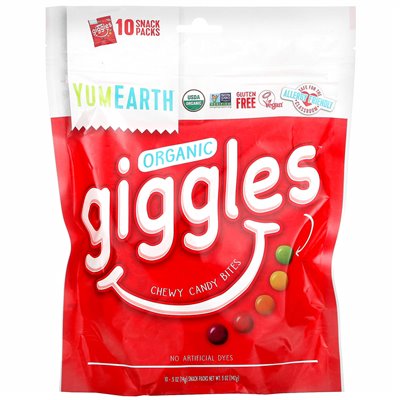 Yumearth, organiczne chichot, 10 opakowań z przekąskami, 0,5 uncji (14 g)