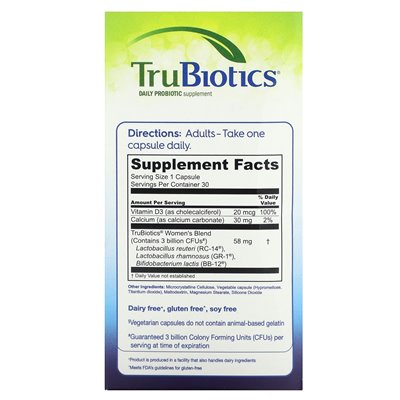 TruBiotics, Dla Kobiet, Trawienne + Dróg Moczowych + Zdrowie Kości, 30 Wegetariańskich Kapsułek TruBiotics, Dla Kobiet, Trawienne + Dróg Moczowych + Zdrowie Kości, 30 Wegetariańskich Kapsułek