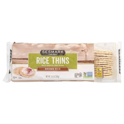 Sesmark, Thins Rice, Rice Snack Crackers, Brown Rice, 3.5 oz (100 g)