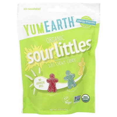 Yumearth, ekologiczne kwaśne littles, miękkie cukierki do żucia, truskawki, niebieska malina, cytryna, 5 uncji (142 g)