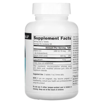 Natural Source, Korallenkalzium, 1200 mg, 120 Tabletten (600 mg pro Tablette)