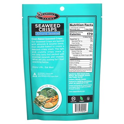 Seapoint Farms, Crisps, almond sesame, 1.2 oz (35 g)