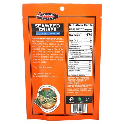 Seapoint Farms, Moved Crisps, Dypkin Sesam, 1,2 uncji (35 g)