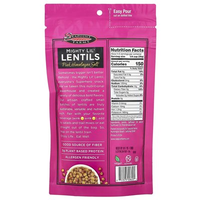 Seapoint Farms, Mighty Lil 'Lentils, Pink Himalajan Salt, 5 uncji (142 g)